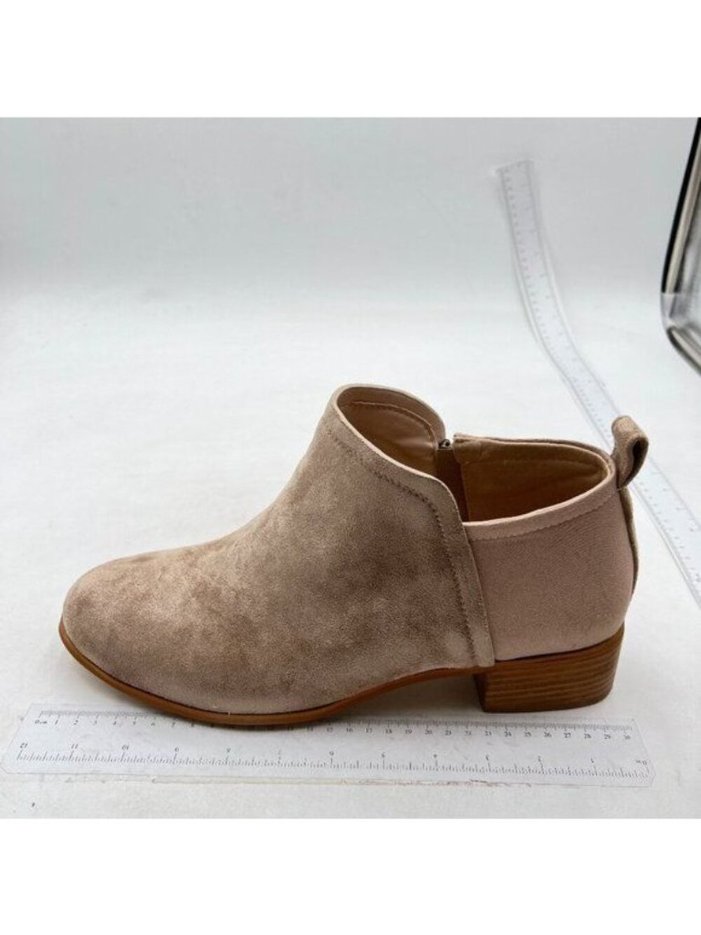Women's Ankle Boots Classic Flat Low Heel Pointed Toe Comfortable Booties Tan
